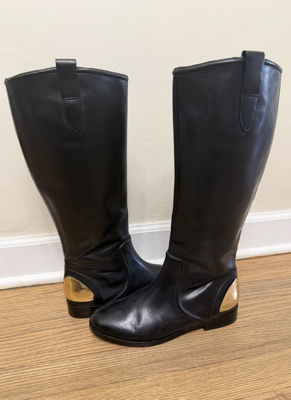 Ralph Lauren Blue Label Parker Black Leather Knee Riding Boots WMN 7B